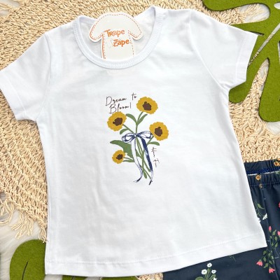  Pijama Dream to Bloom Branco e Marinho